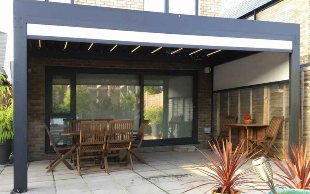 louvered pergola - Mystic Eco-Haven Homes — Hurricane-Rated Modular for the Caribbean, Costa Rica & US Coast Gemini generated image extb5eextb5eextb 3 Different Floors for Your Pergola
